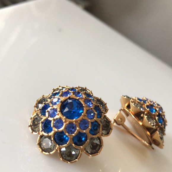 Versace Blue Crystal Embellished Clip-on Earrings - Picture 12 of 13